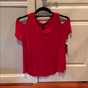 Red cold shoulder top from Design Lab